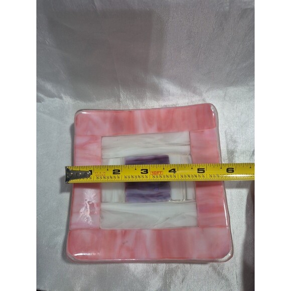 Small Fused Glass Square Trinket Dish 5.5" X 5.5" - Picture 13 of 13